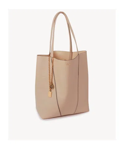 Chloé Spin Grained Leather Tote Bag In Neutral