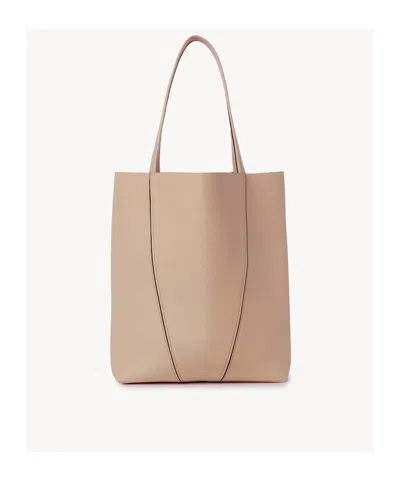Chloé Spin Grained Leather Tote Bag In Neutral