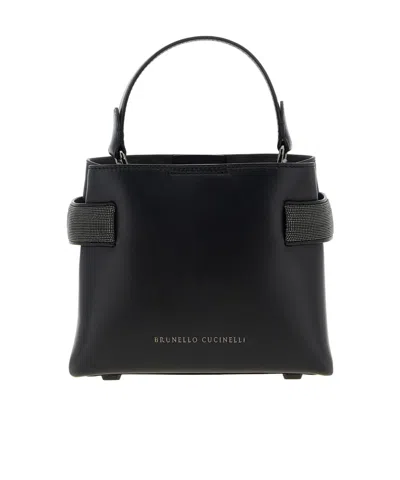Brunello Cucinelli 'core' Structured Top Handle Handbag In Black