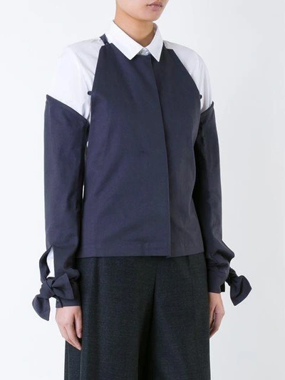 Shop Roberts Wood Cut Out Three Piece Blouse In Navy