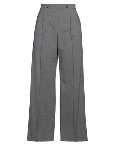 Theory Woman Pants Lead Size 14 Polyester, Merino Wool, Elastane In Gray