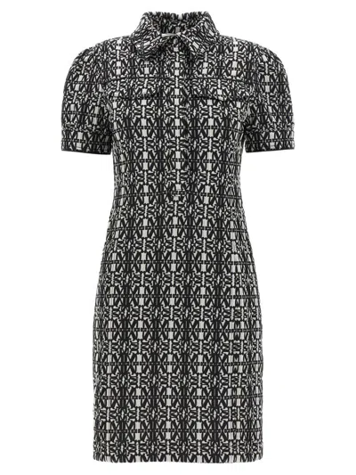 Max Mara Structured Geometric Mini Dress With Textured Fabric In White