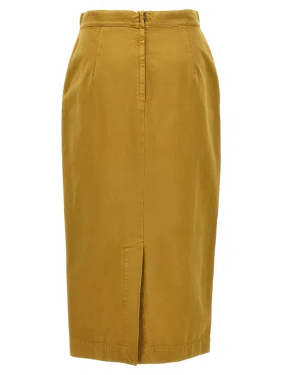 Max Mara Yellow Back Split Skirt In Yellow