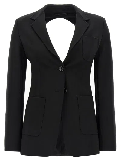 Max Mara Tailored Black Jacket With Classic Lapel In Black