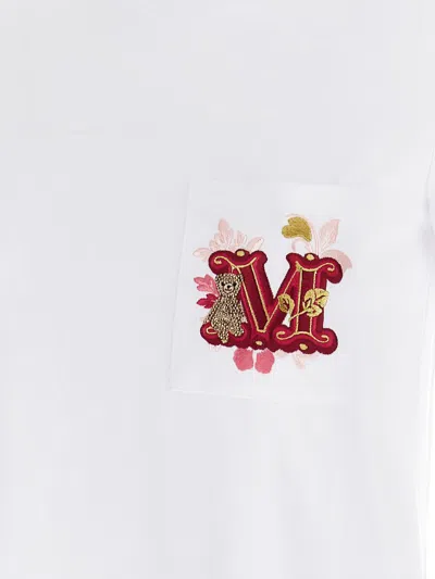 Max Mara T-shirt With Embroidered Pocket In White