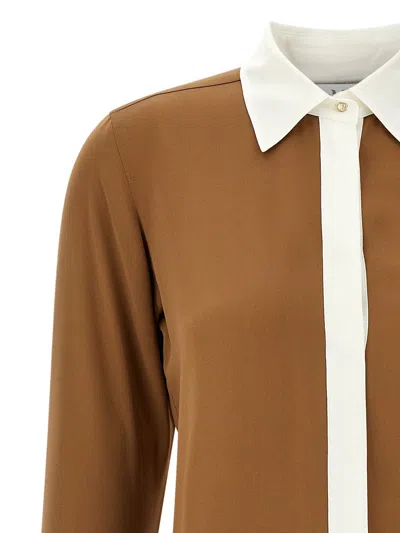 Max Mara Pio Washed Silk Charmeuse Shirt In Brown