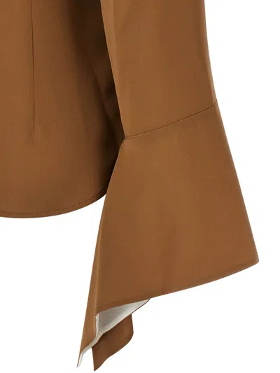 Max Mara Pio Washed Silk Charmeuse Shirt In Brown