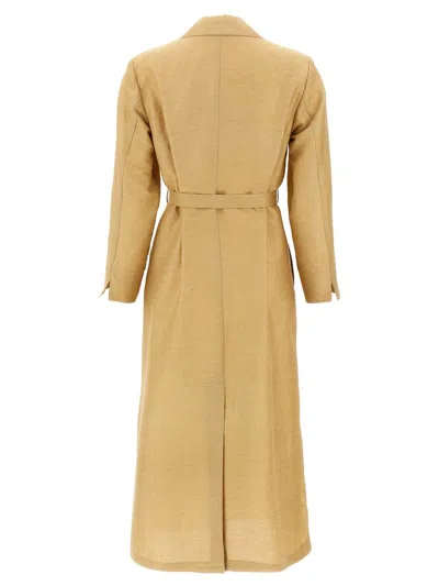Max Mara Long Coat Cinched At Waist In Multi