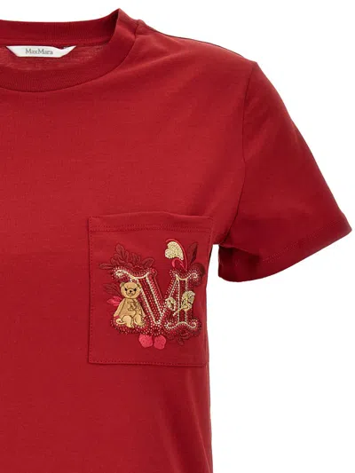 Max Mara Maxmara Women Nunzio - Short-sleeved T-shirt With Pocket And Embroidery In Red