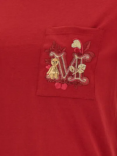 Max Mara Maxmara Women Nunzio - Short-sleeved T-shirt With Pocket And Embroidery In Red