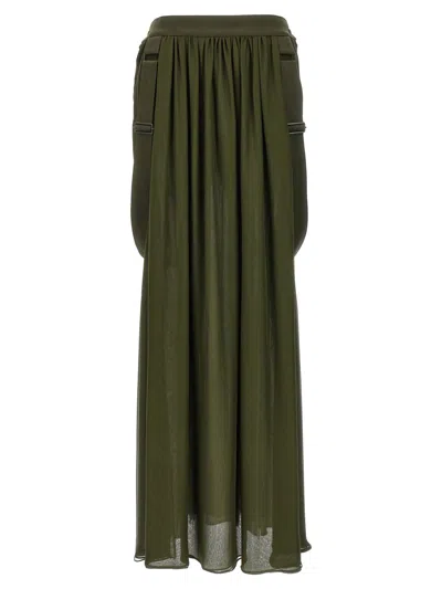 Max Mara Jedy' Khaki Green Silk Skirt