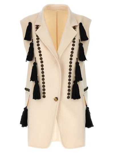 Max Mara Waistcoat With Tassel Embellishments And Notched Lapel