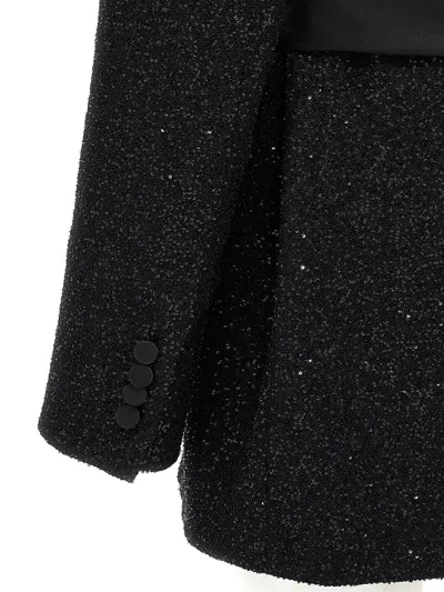 Max Mara Pau Viscose Blend Blazer With All-over Sequins In Black