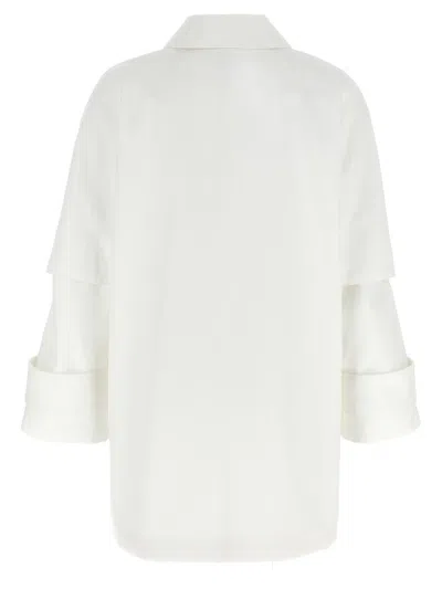Max Mara Layered Sleeve Coat Featuring Button Detail In White