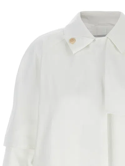 Max Mara Layered Sleeve Coat Featuring Button Detail In White