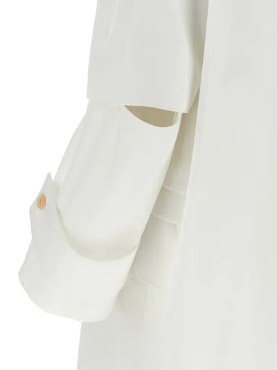 Max Mara Layered Sleeve Coat Featuring Button Detail In White