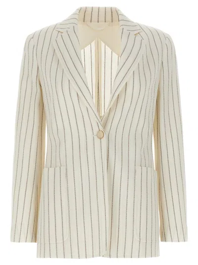 Max Mara Embroidered Stripes Cotton Blend Blazer