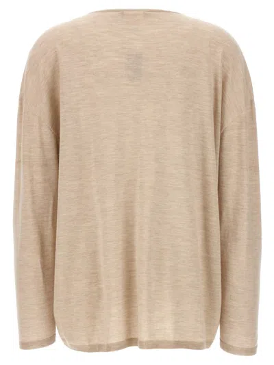 Max Mara 'arrow' V-neck Lightweight Knit Sweater In Brown