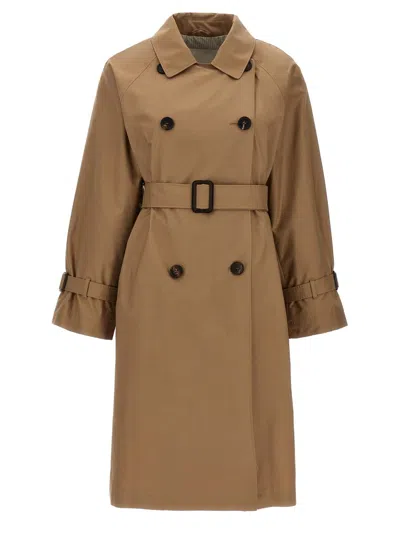 Max Mara The Cube Cotton Blend C Trench With Leather Buckles In Brown