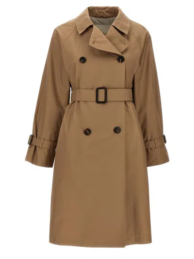 Max Mara The Cube Cotton Blend C Trench With Leather Buckles In Brown