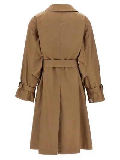 Max Mara The Cube Cotton Blend C Trench With Leather Buckles In Brown