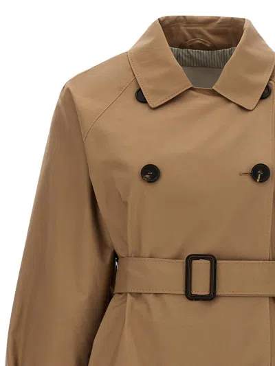 Max Mara The Cube Cotton Blend C Trench With Leather Buckles In Brown