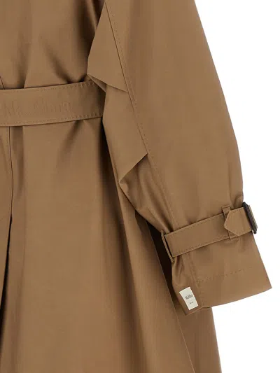 Max Mara The Cube Cotton Blend C Trench With Leather Buckles In Brown