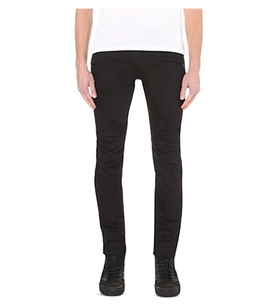 Shop Balmain Biker Slim-fit Skinny Stretch-denim Jeans In Noir/black