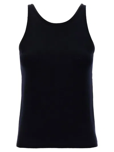 Max Mara Fascino Cotton Blend Jersey Tank Top In Black
