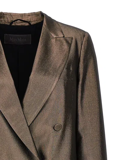 Max Mara Edro Metallic Silk Blazer Jacket In Bronze