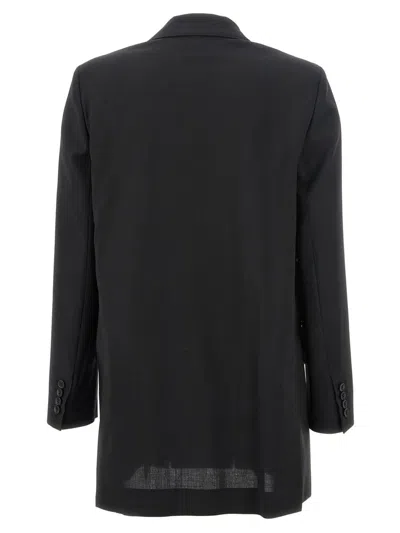 Max Mara Double-breasted Blazer In Wool Gabardine In Black