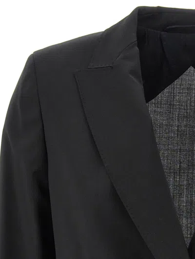 Max Mara Double-breasted Blazer In Wool Gabardine In Black