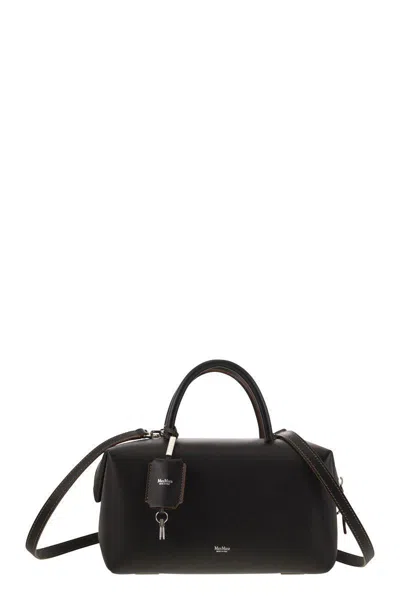 Max Mara Medium Natural Leather Bowler Bag In Black