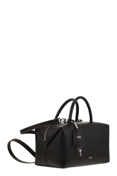 Max Mara Medium Natural Leather Bowler Bag In Black