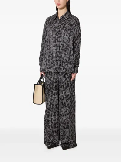 Kenzo Geometric-pattern Trousers In Gray