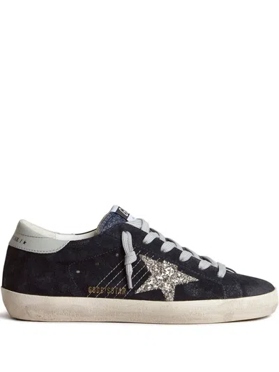 Golden Goose Super-star Glitter-detail Sneakers In Blue