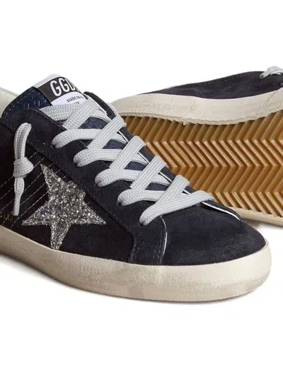 Golden Goose Super-star Glitter-detail Sneakers In Blue