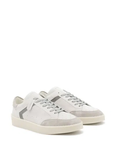 Canali White And Grey Leather Sneakers In White
