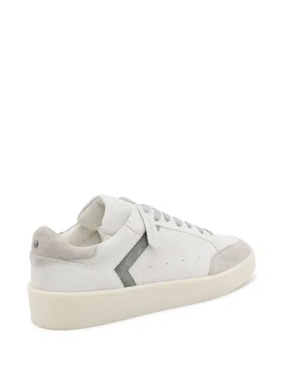 Canali White And Grey Leather Sneakers In White