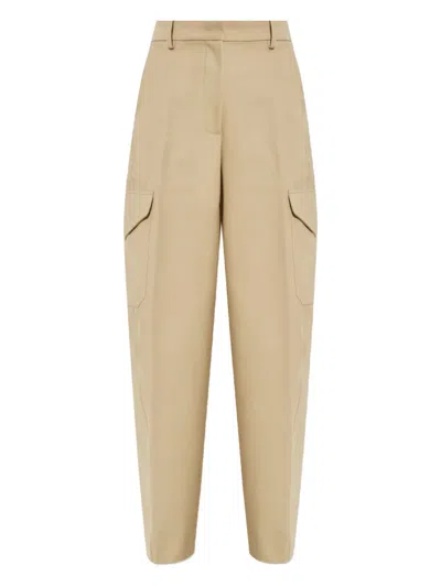 Givenchy Womens Beige Cocoon Straight-leg Cotton-wool Blend Trousers In Brown