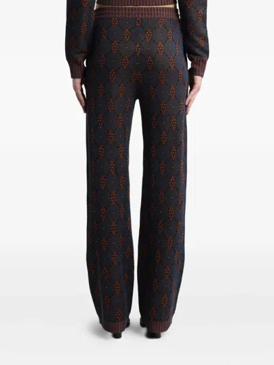 Etro Geometric-motif Straight-leg Pants In Blue