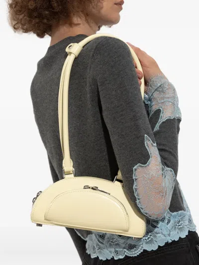 Self-portrait Mini Leather Curved Shoulder Bag In Gold