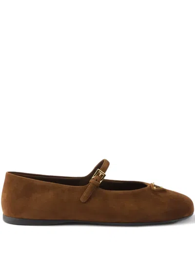 Prada Suede Ballerinas In Brown