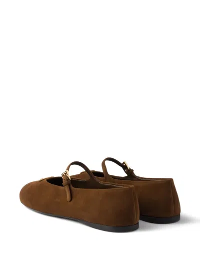 Prada Suede Ballerinas In Brown