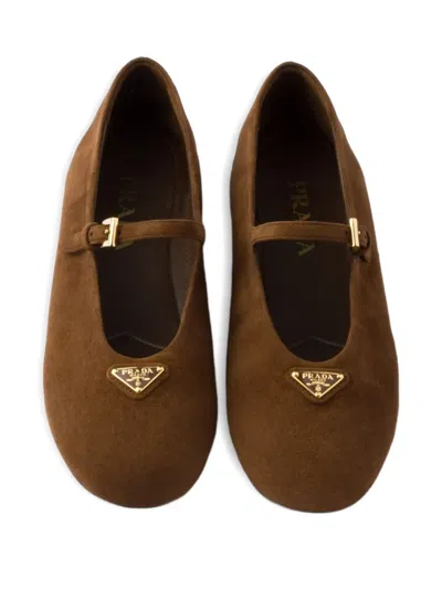 Prada Suede Ballerinas In Brown