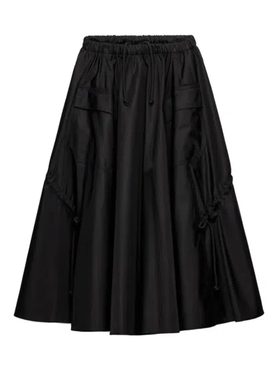 Prada Patch-pocket Drawstring Midi Skirt In Black
