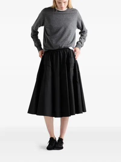 Prada Patch-pocket Drawstring Midi Skirt In Black