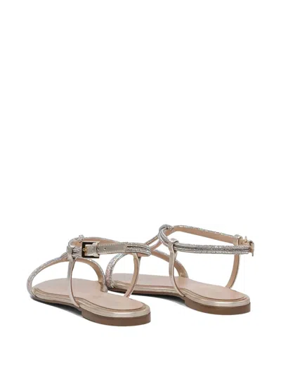Ninalilou Elisa Crystal Embellished Leather Sandals In Silver