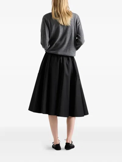 Prada Patch-pocket Drawstring Midi Skirt In Black