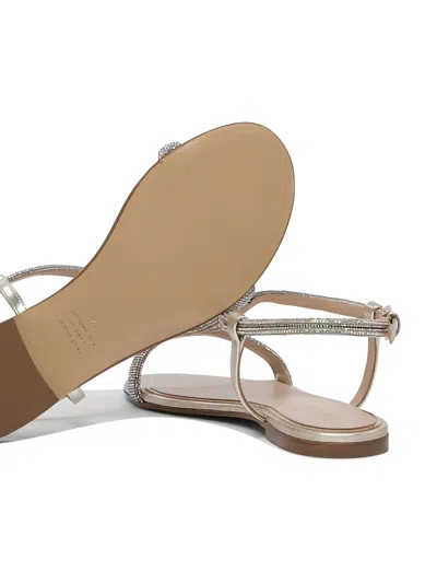 Ninalilou Elisa Crystal Embellished Leather Sandals In Silver